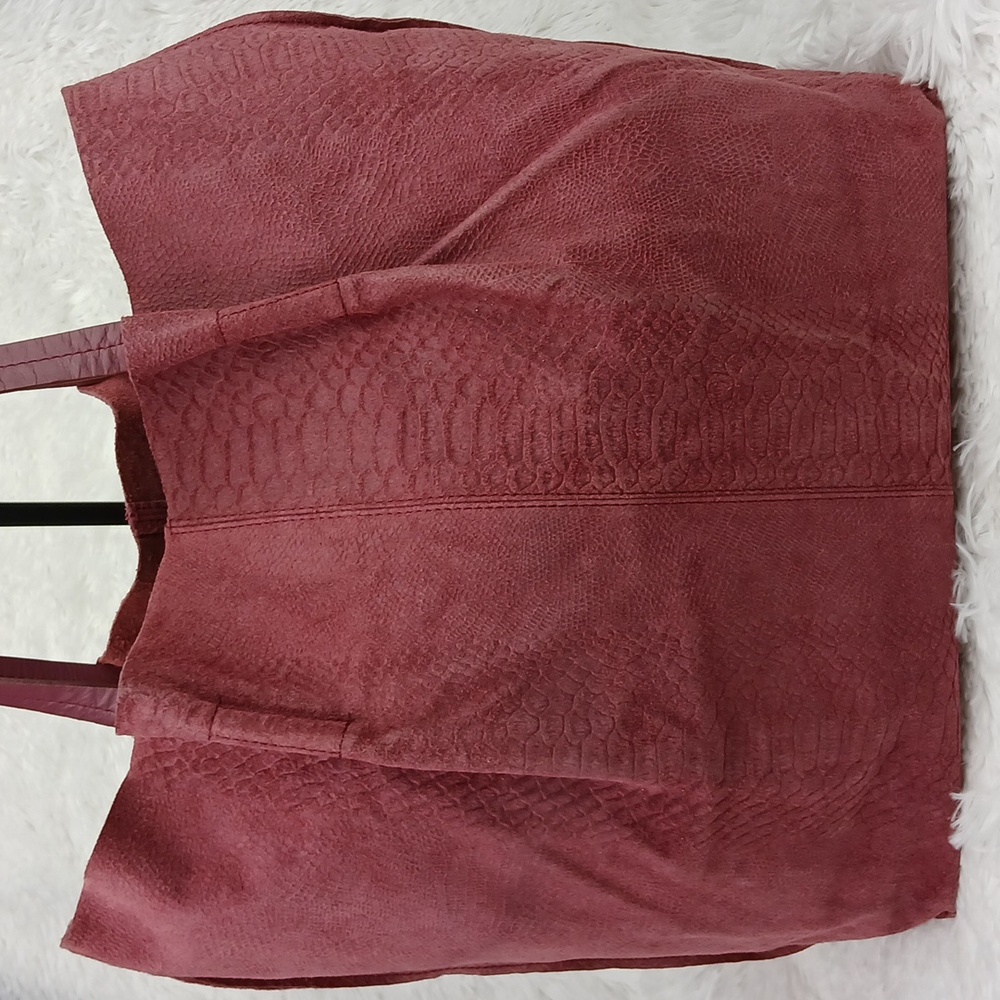 Topshop Reptile Embossed Suede Shopper Tote